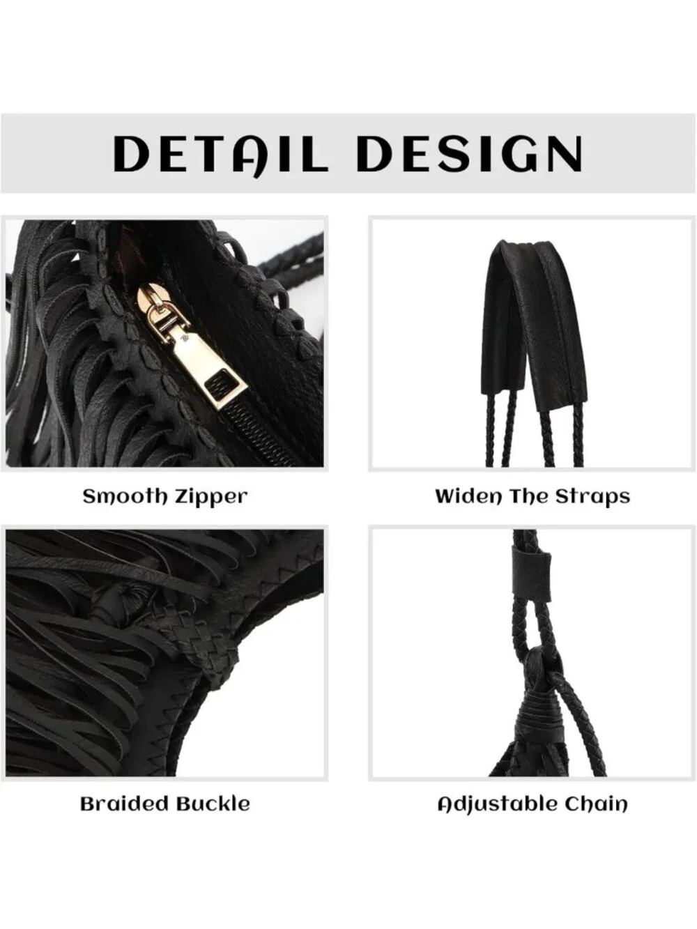 Vintage Fringe Hobo Bag for Women | Vegan Faux Suede Leather Crossbody Purse